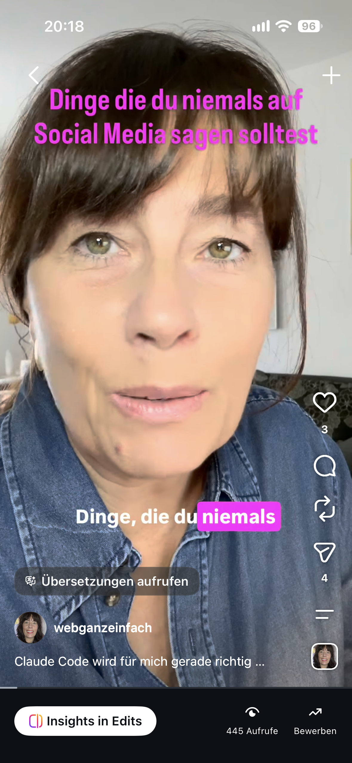 Instagram Reel: Dinge die du niemals auf Social Media sagen solltest